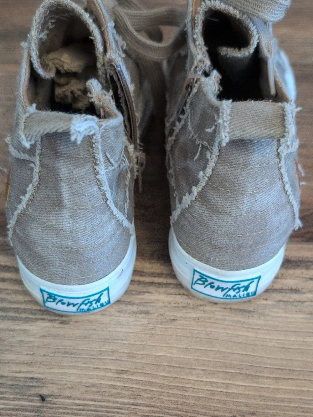 Blowfish Malibu Play Khaki Miami Lace-up Platform Mid Top Sneakers 8      581A